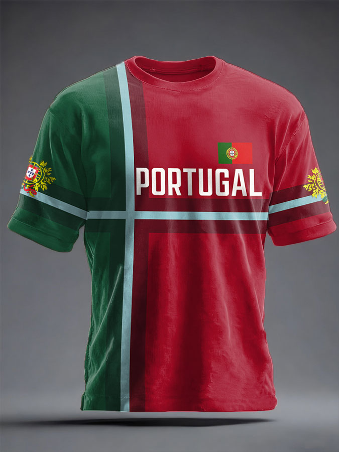 Bandeira Masculina de Portugal Art Impresso T-Shirt