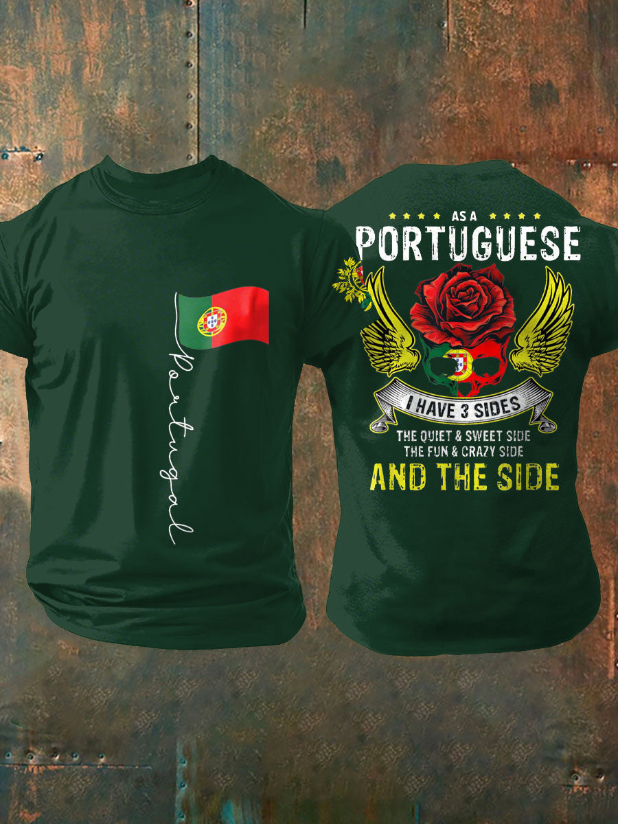 Bandeira Masculina de Portugal Art Impresso T-Shirt