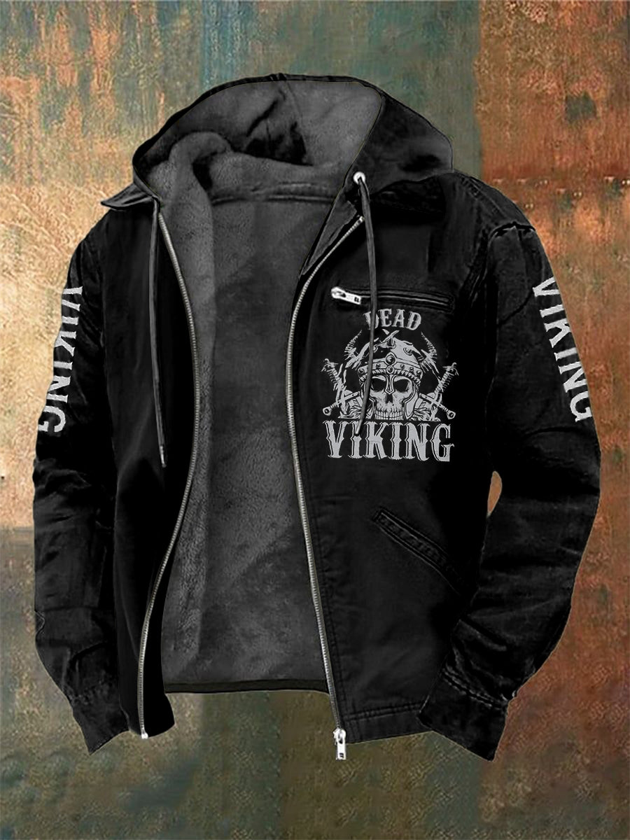 Viking masculino impresso casaco com capuz de manga comprida