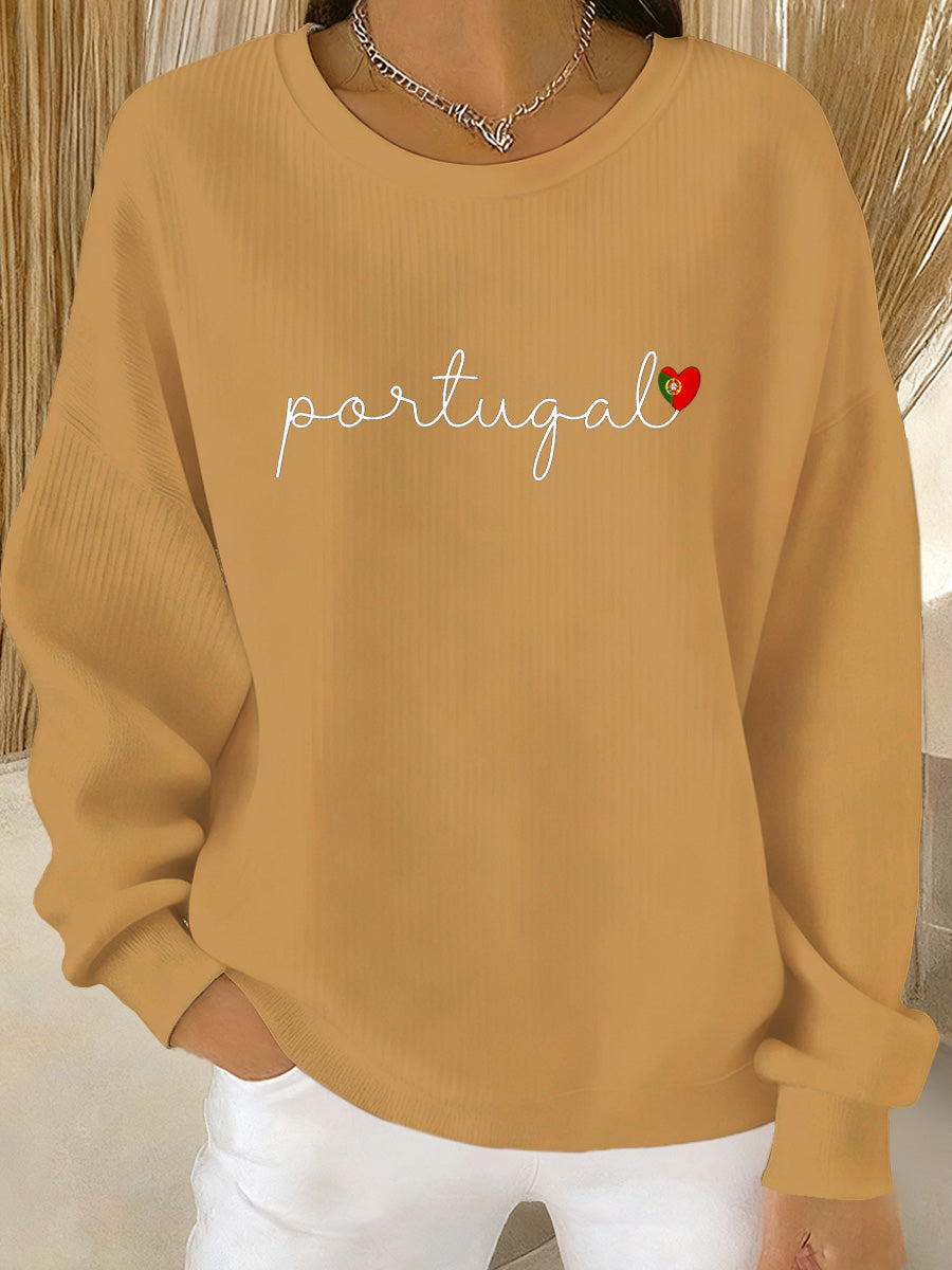 Camisola Casual Art Print Portuguesa Feminina