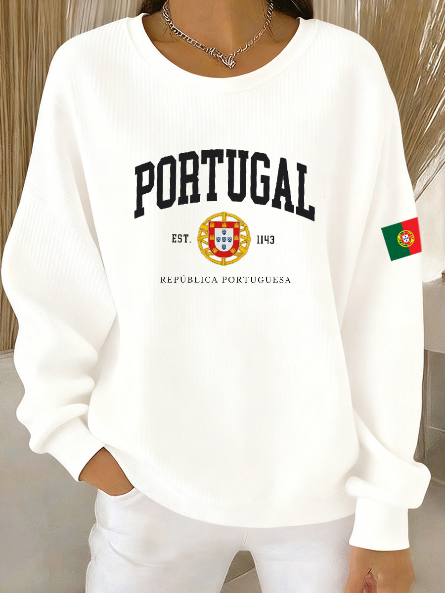 Camisola Casual Art Print Portuguesa Feminina