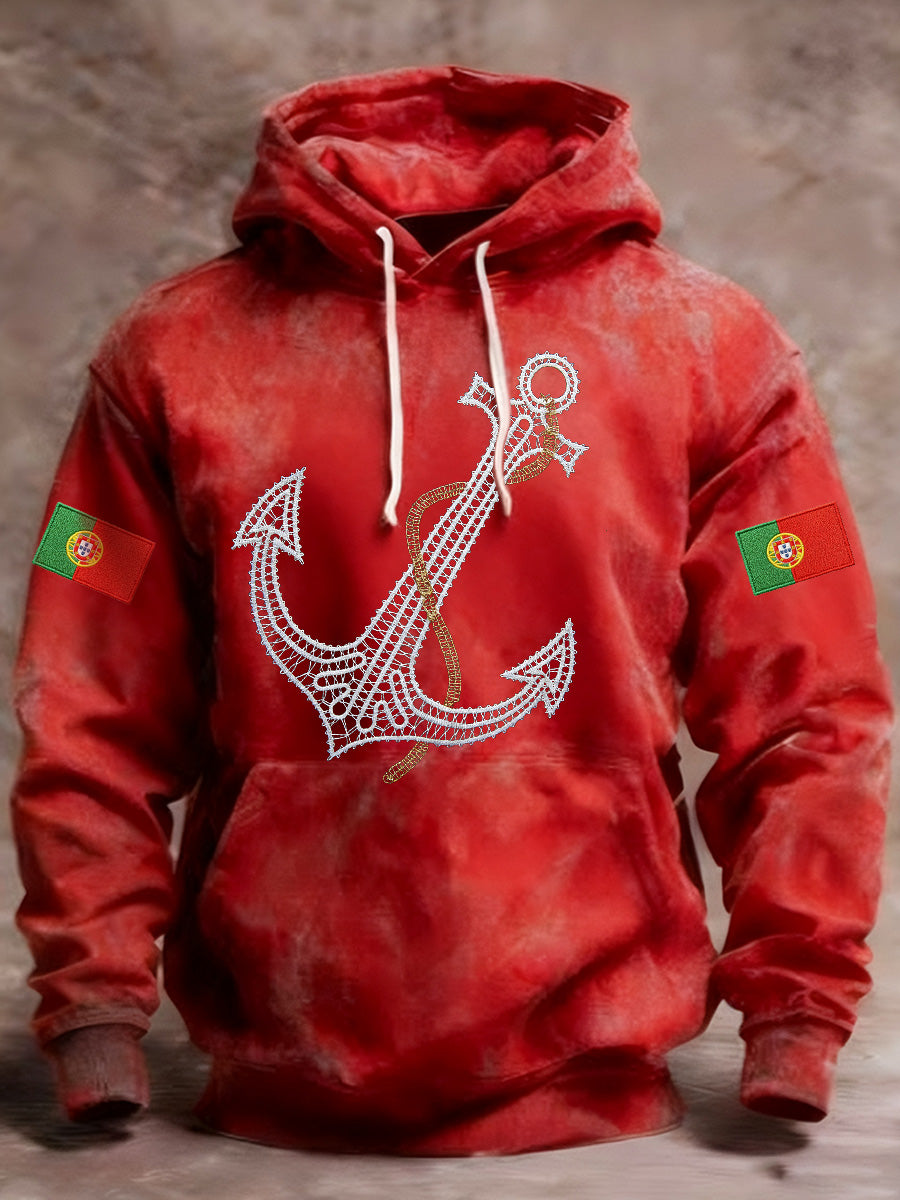 Bandeira portuguesa masculina de impressão Casual moletom com capuz