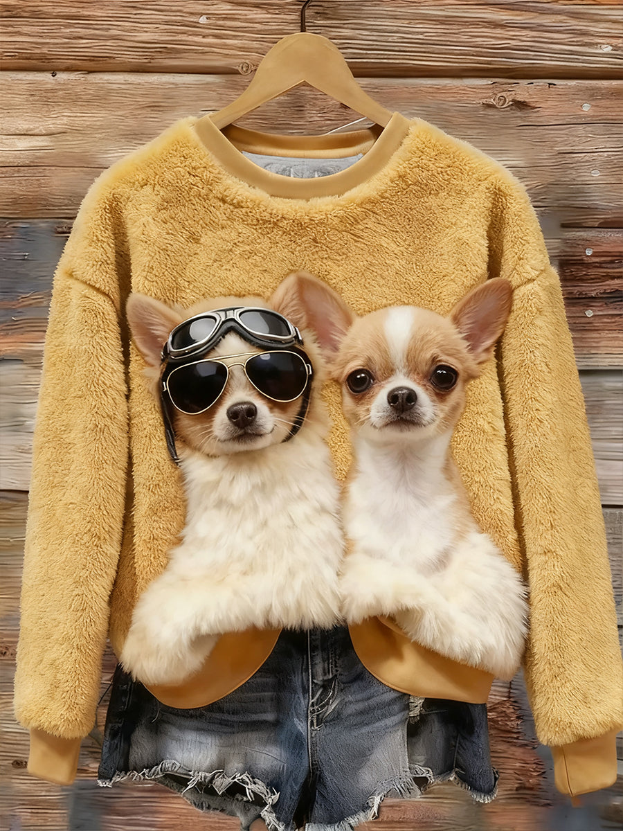 Engraçado bonito cães flanela Hoodie das mulheres