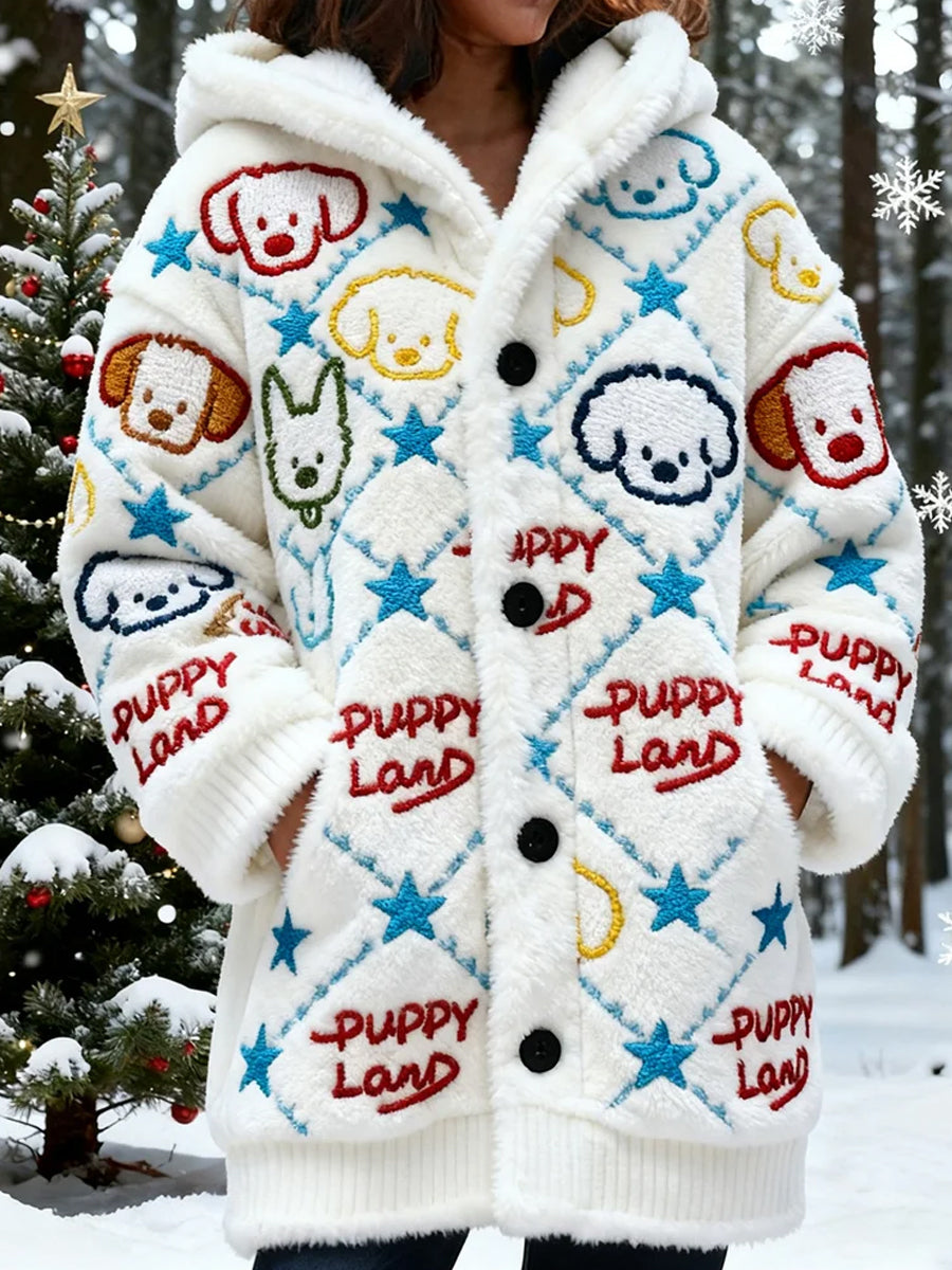 Arte animal retro impressão confortável jaqueta de flanela feminino