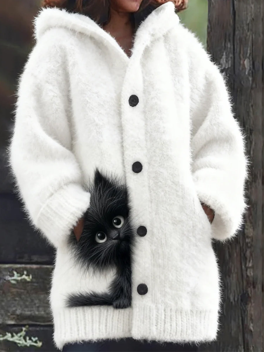 Arte animal retro impressão confortável jaqueta de flanela feminino