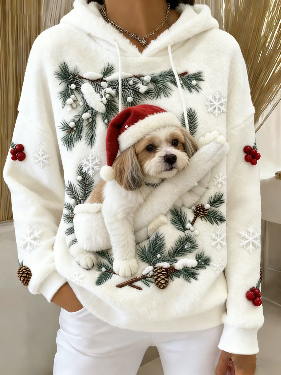 Arte Animal retro feminino imprime moletom com capuz de flanela confortável