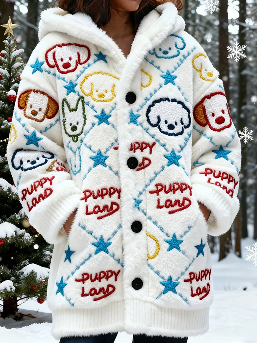 Arte Animal retro feminino imprime cardigan de flanela confortável