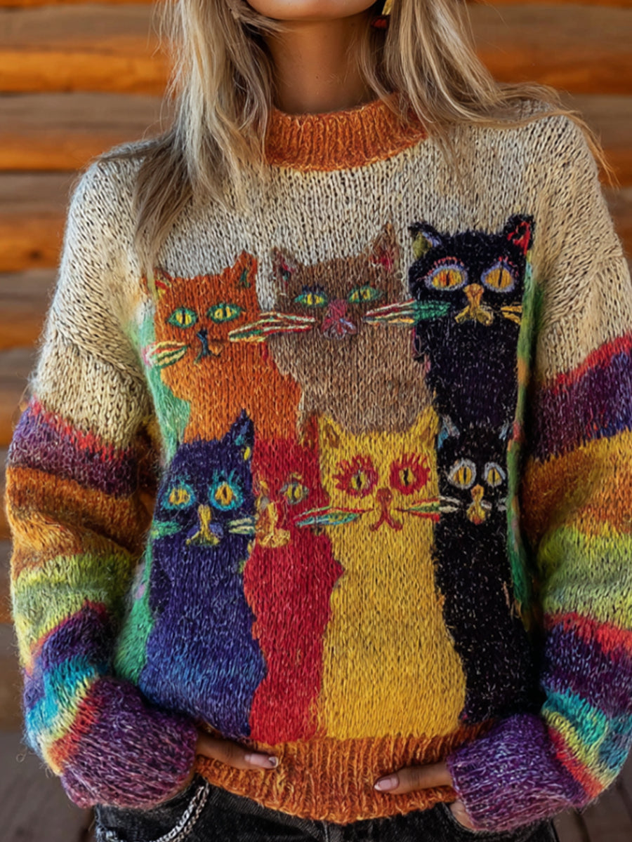 Arte Retro Animal das mulheres Casual Conforto Top De Malha