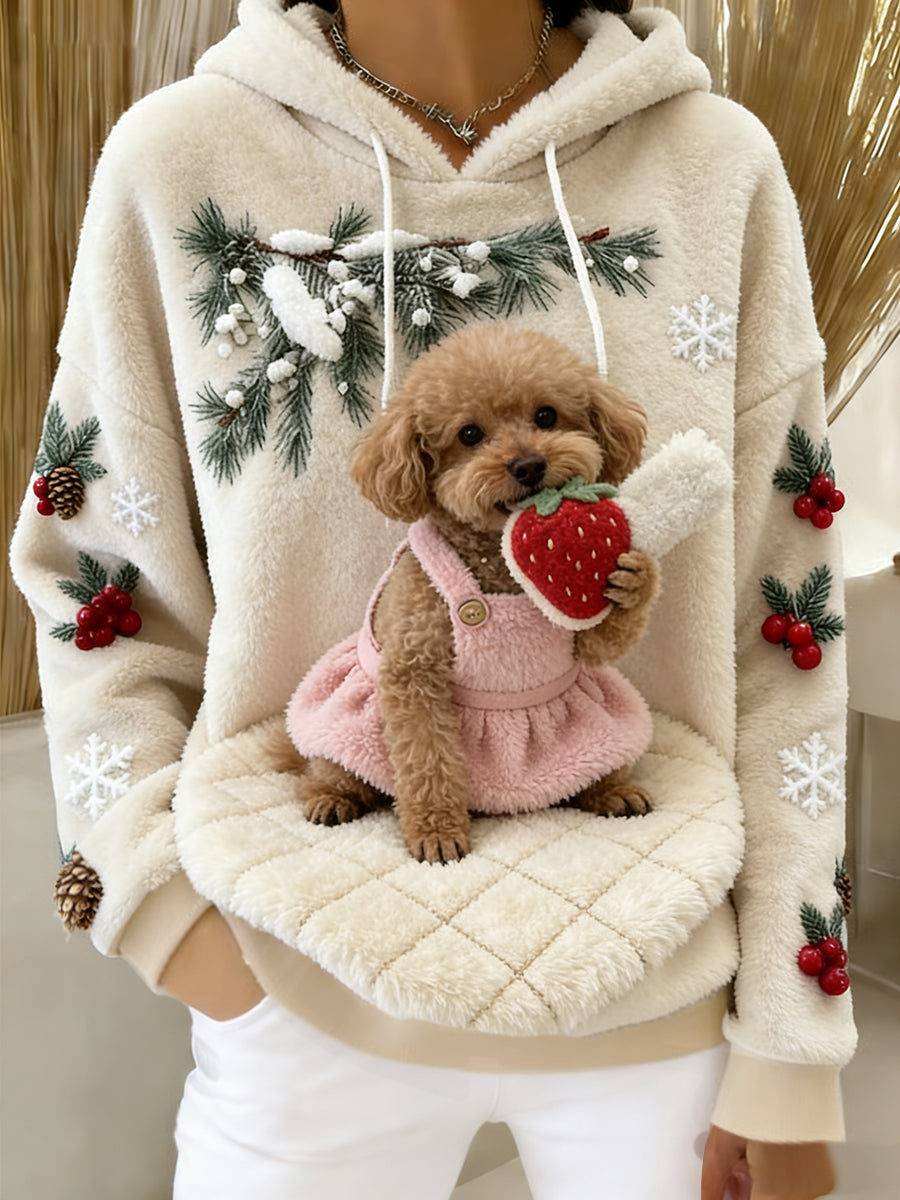 Arte Animal retro feminino imprime moletom com capuz de flanela confortável