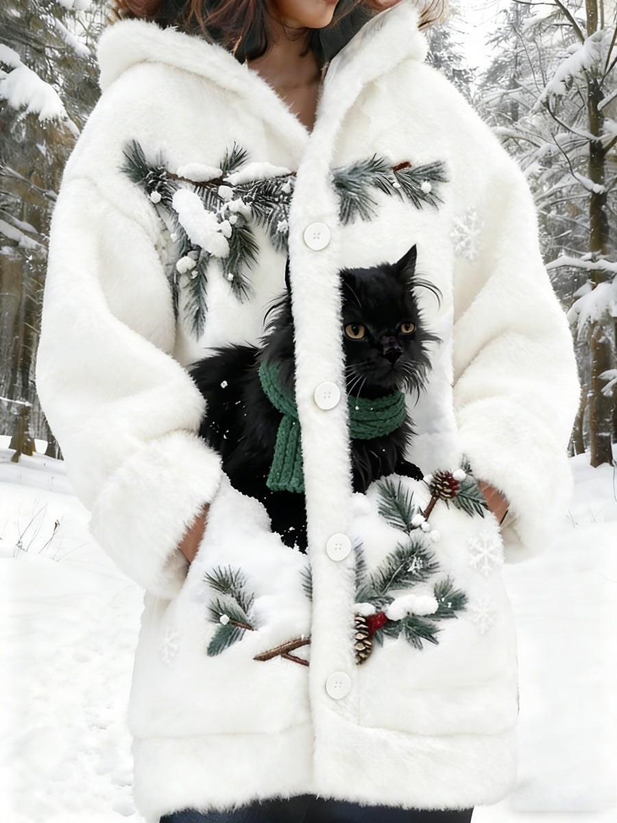 Arte animal retro impressão confortável jaqueta de flanela feminino