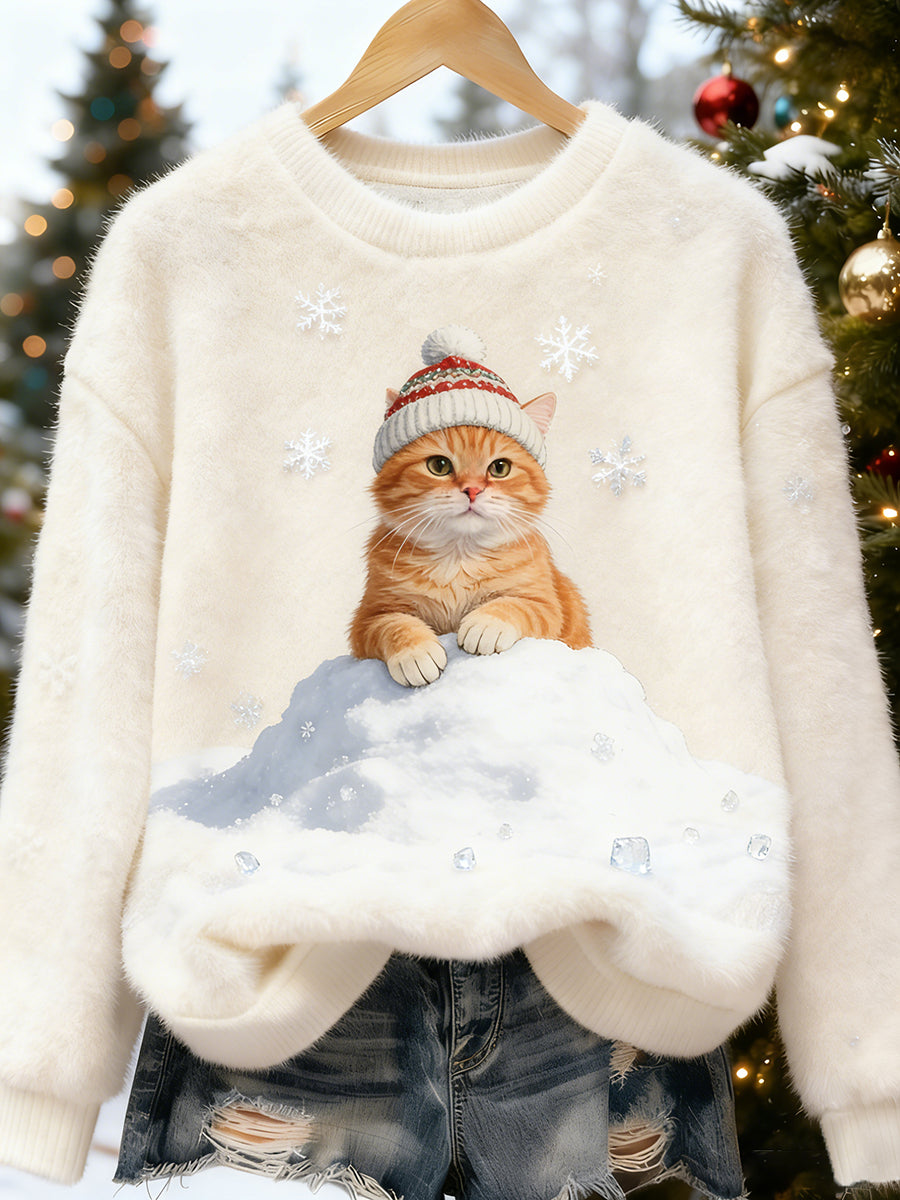 Arte animal retro impressão confortável top de flanela feminino