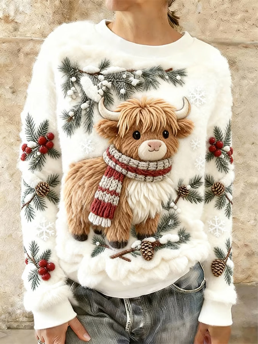 Inverno bonito Highland vaca flanela Hoodie das mulheres