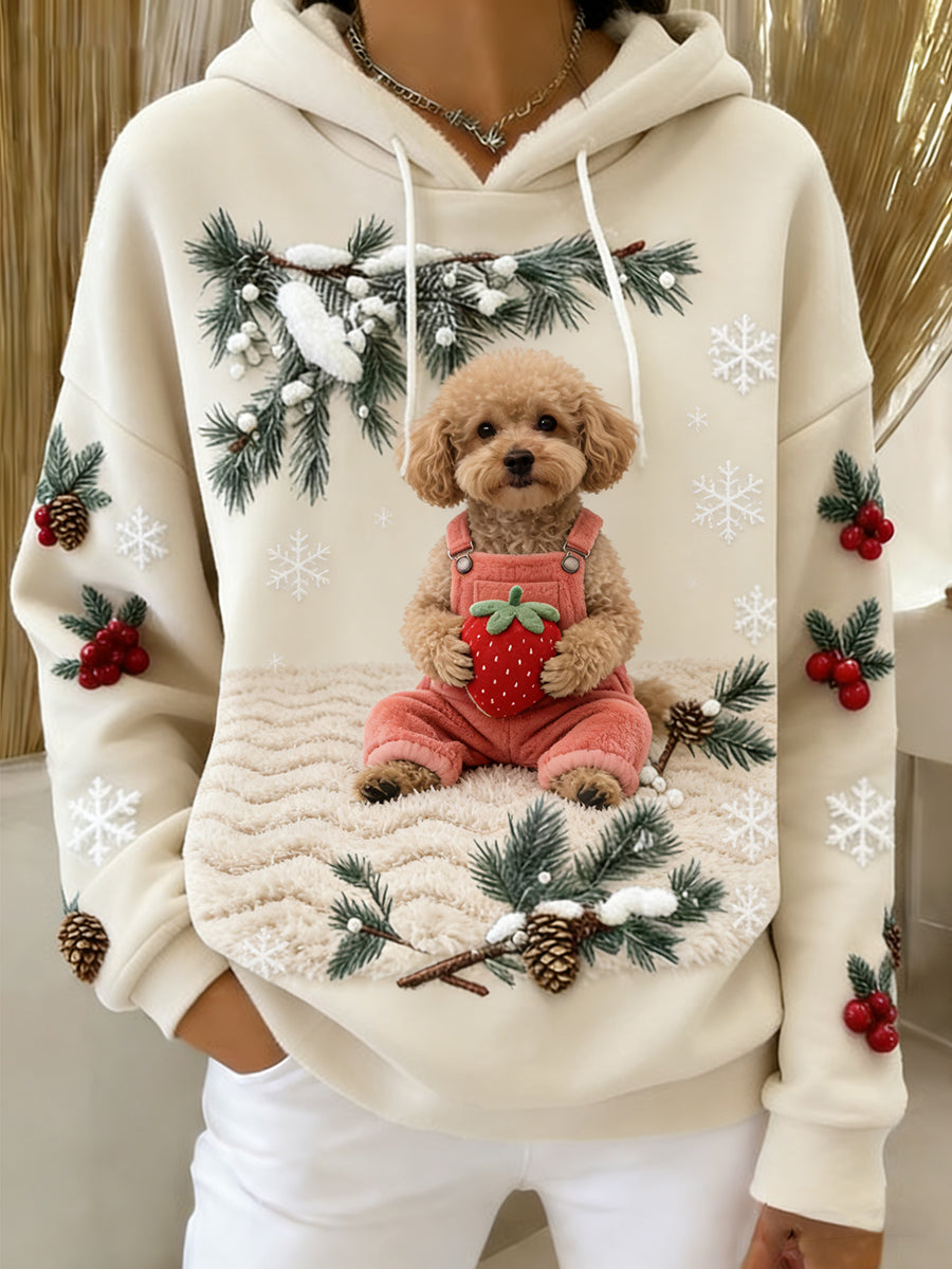 Arte Animal retro feminino imprime moletom com capuz de flanela confortável