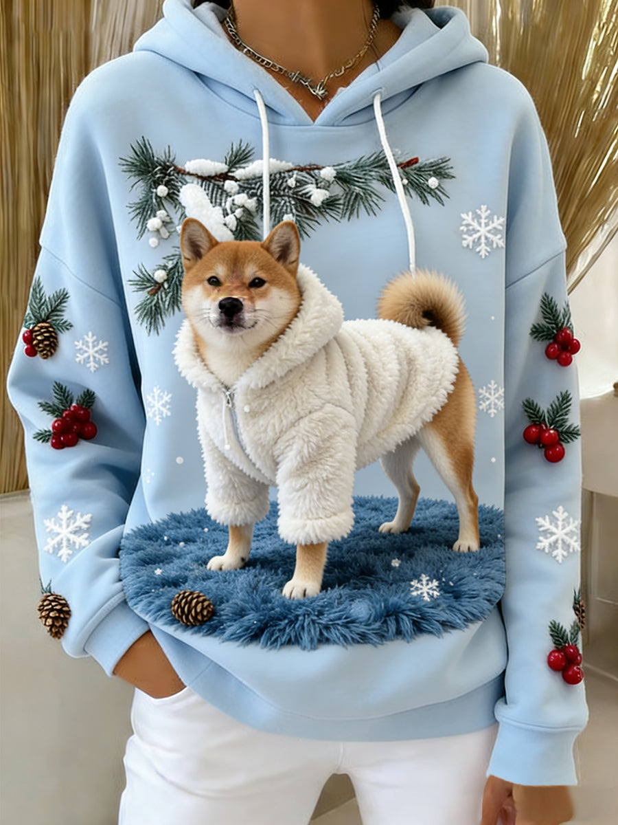 Arte Animal retro feminino imprime moletom com capuz de flanela confortável