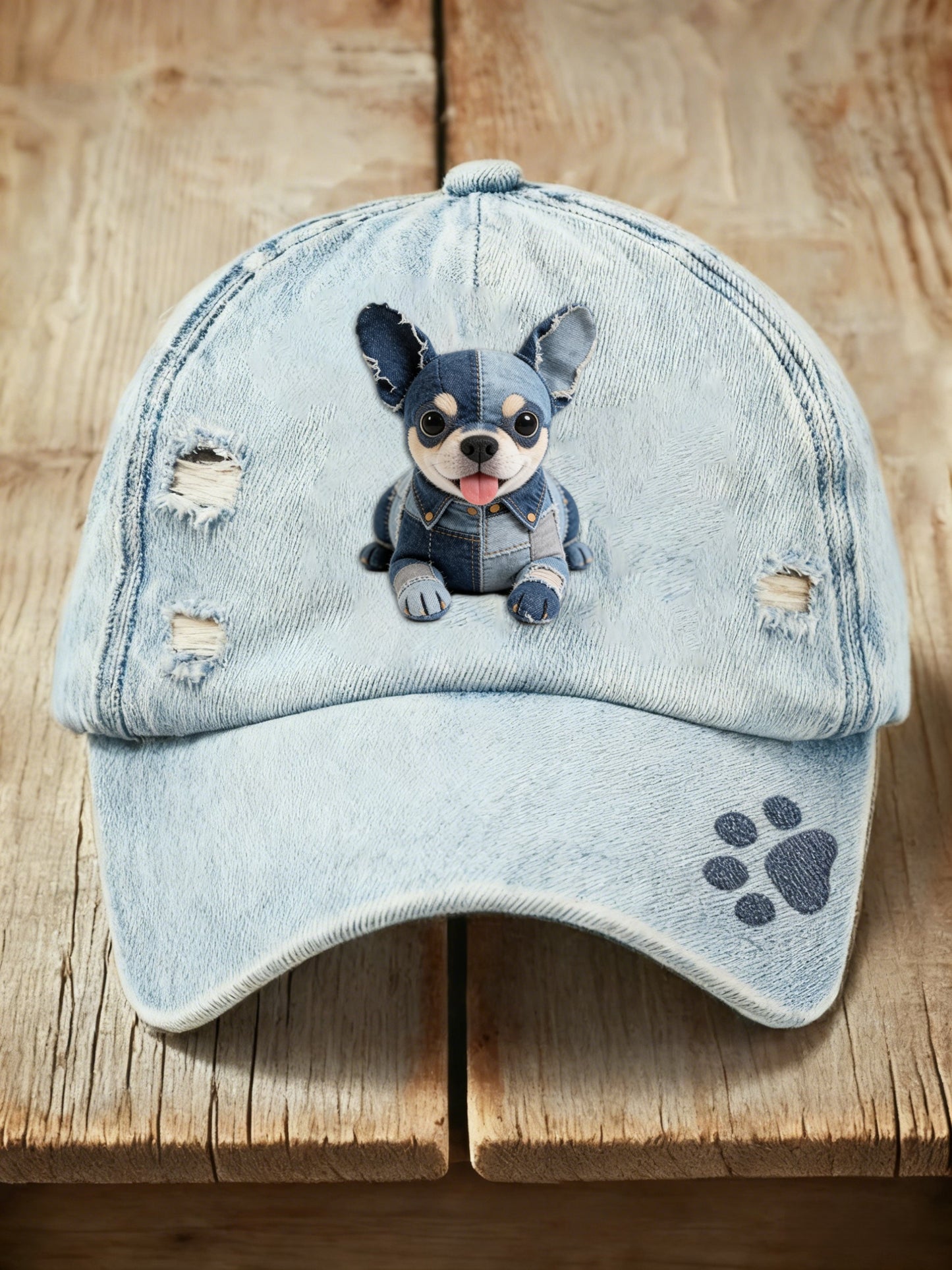 Retro bonito cão Chihuahua cowboy impressão lavado Cap