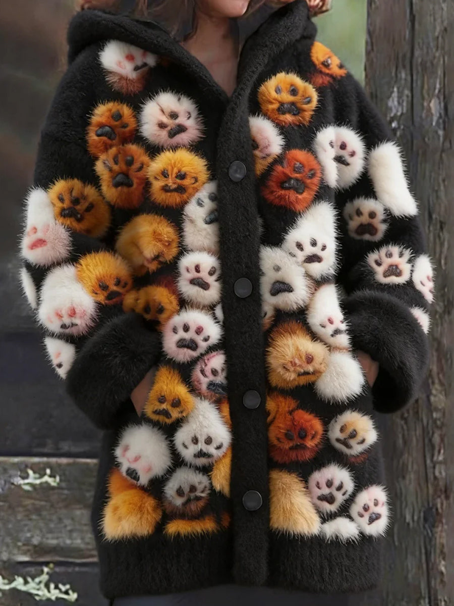 Arte animal retro impressão confortável jaqueta de flanela feminino