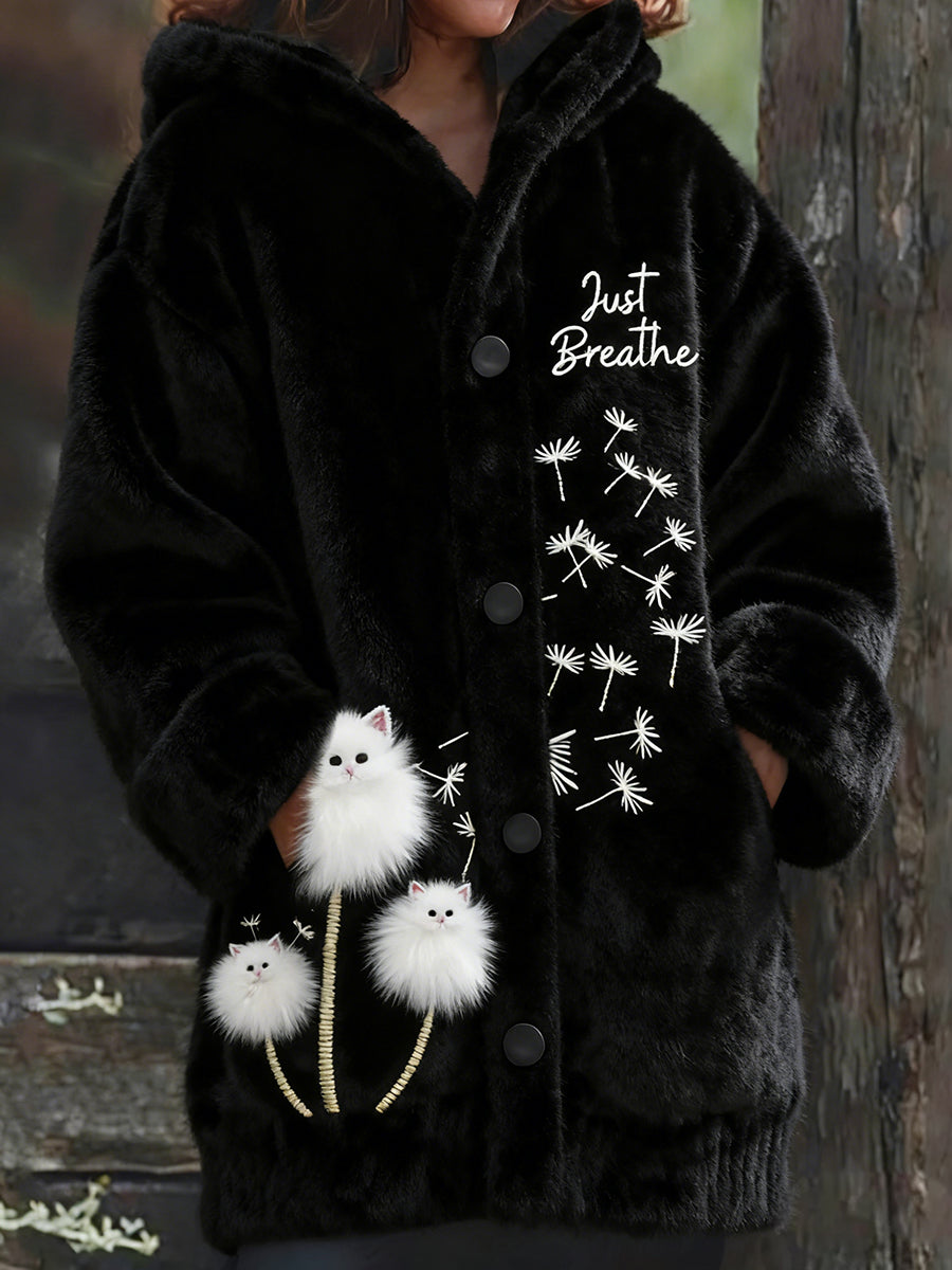 Arte animal retro impressão confortável jaqueta de flanela feminino