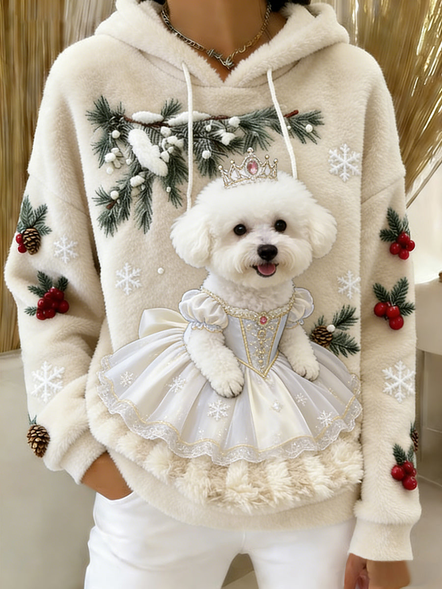 Arte Animal retro feminino imprime moletom com capuz de flanela confortável