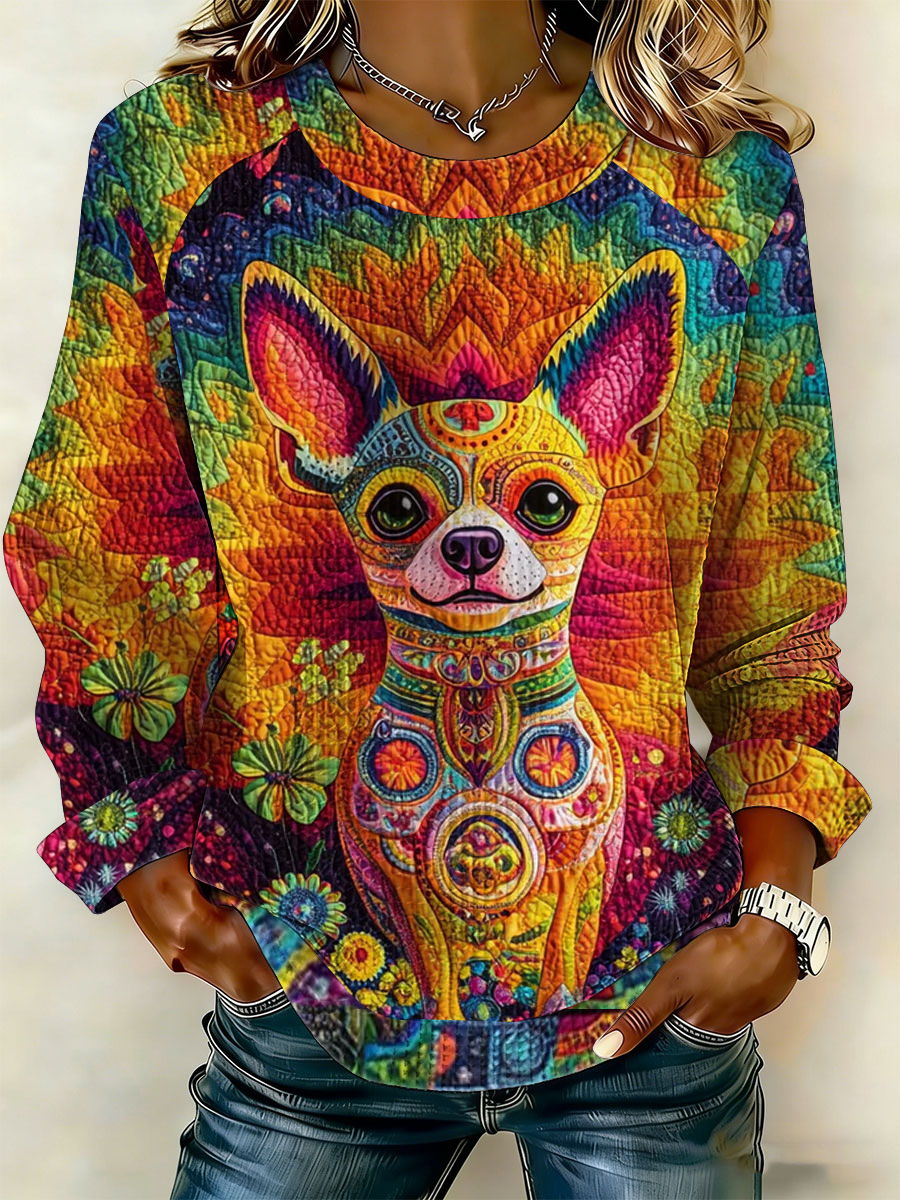 Chihuahua das mulheres impresso Patchwork Top