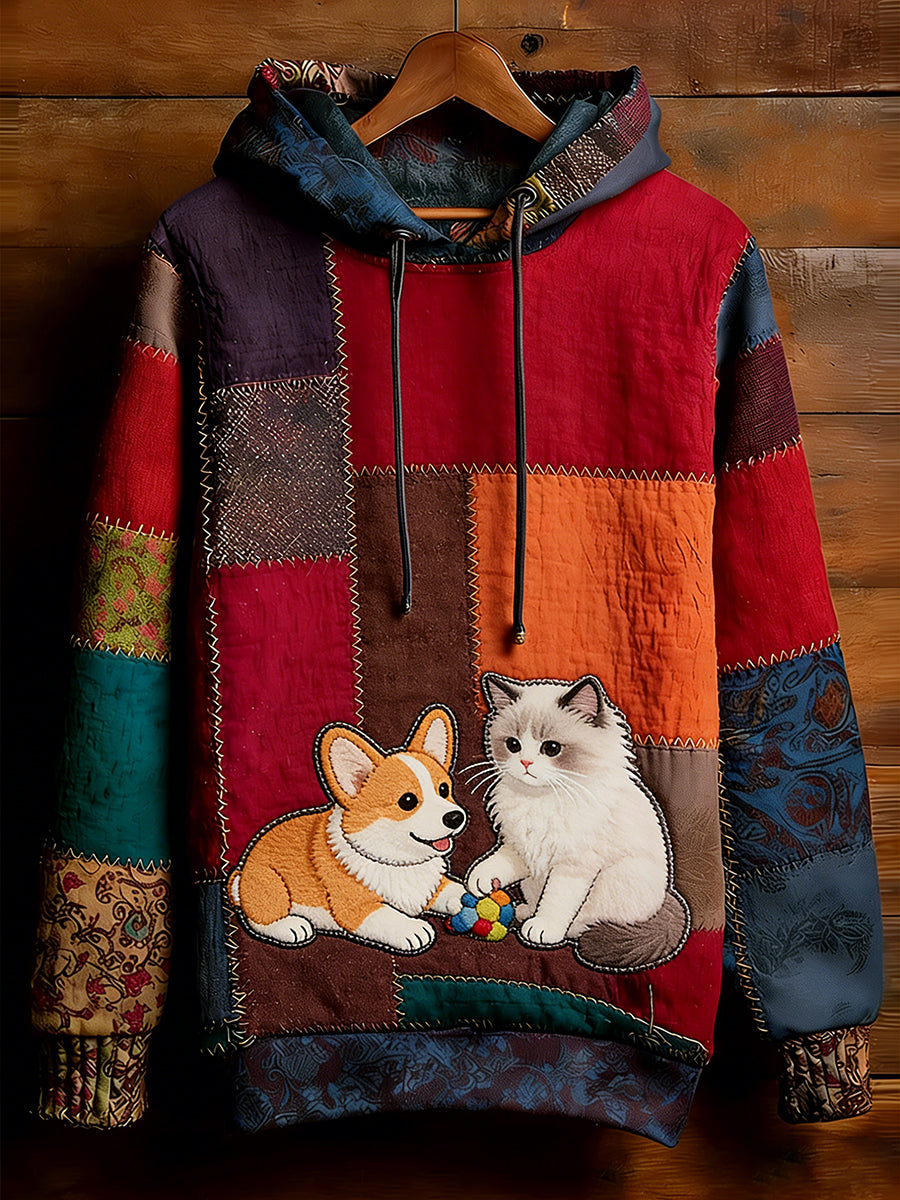 Unisex Retro Animal Art Imprimir Camisola Casual confortável