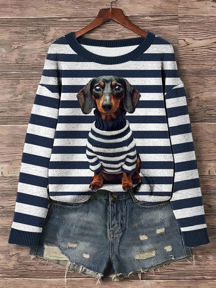 Cão de Dachshund arte impressão Pullover camisola do mulheres