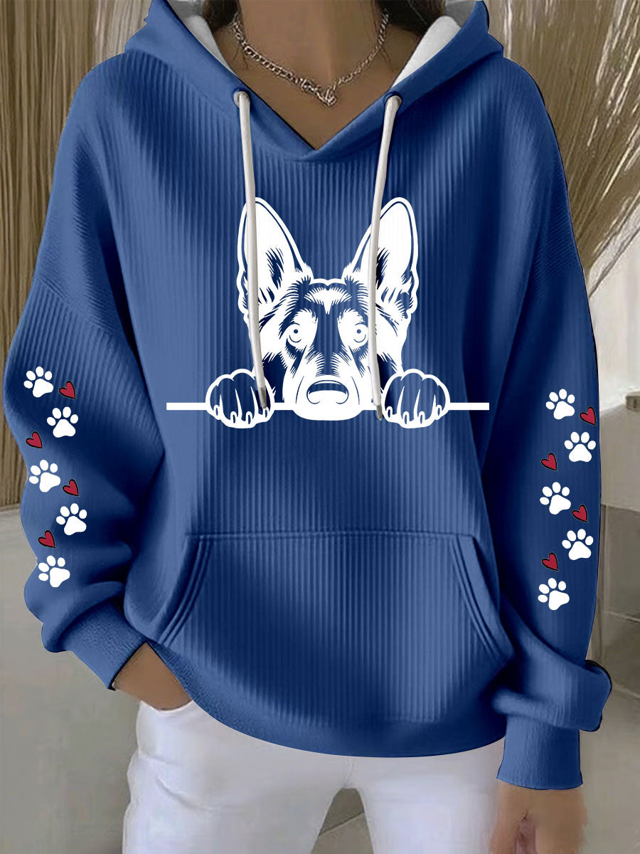 Pastor alemão Hoodie Art Print Casual das mulheres
