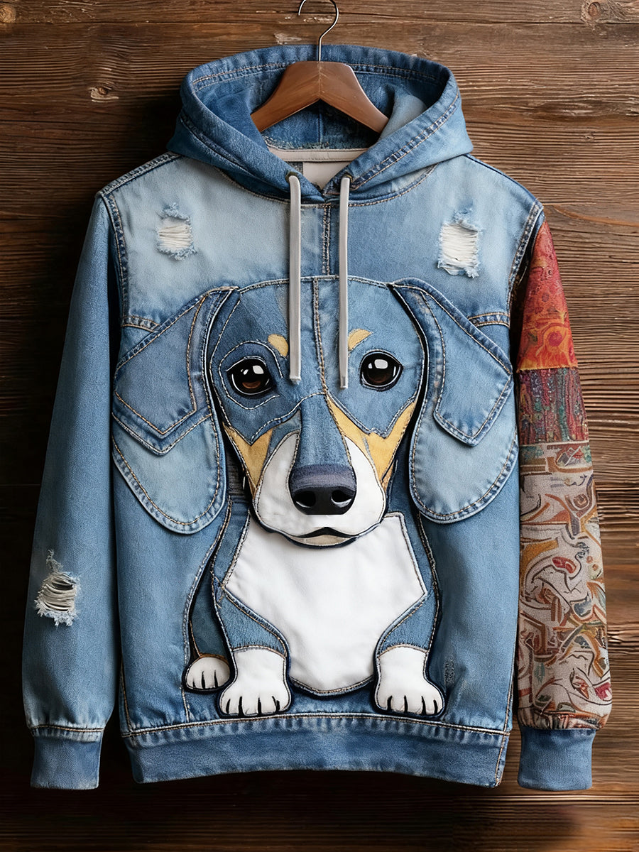 Unisex Retro Animal Art Imprimir Camisola Casual confortável