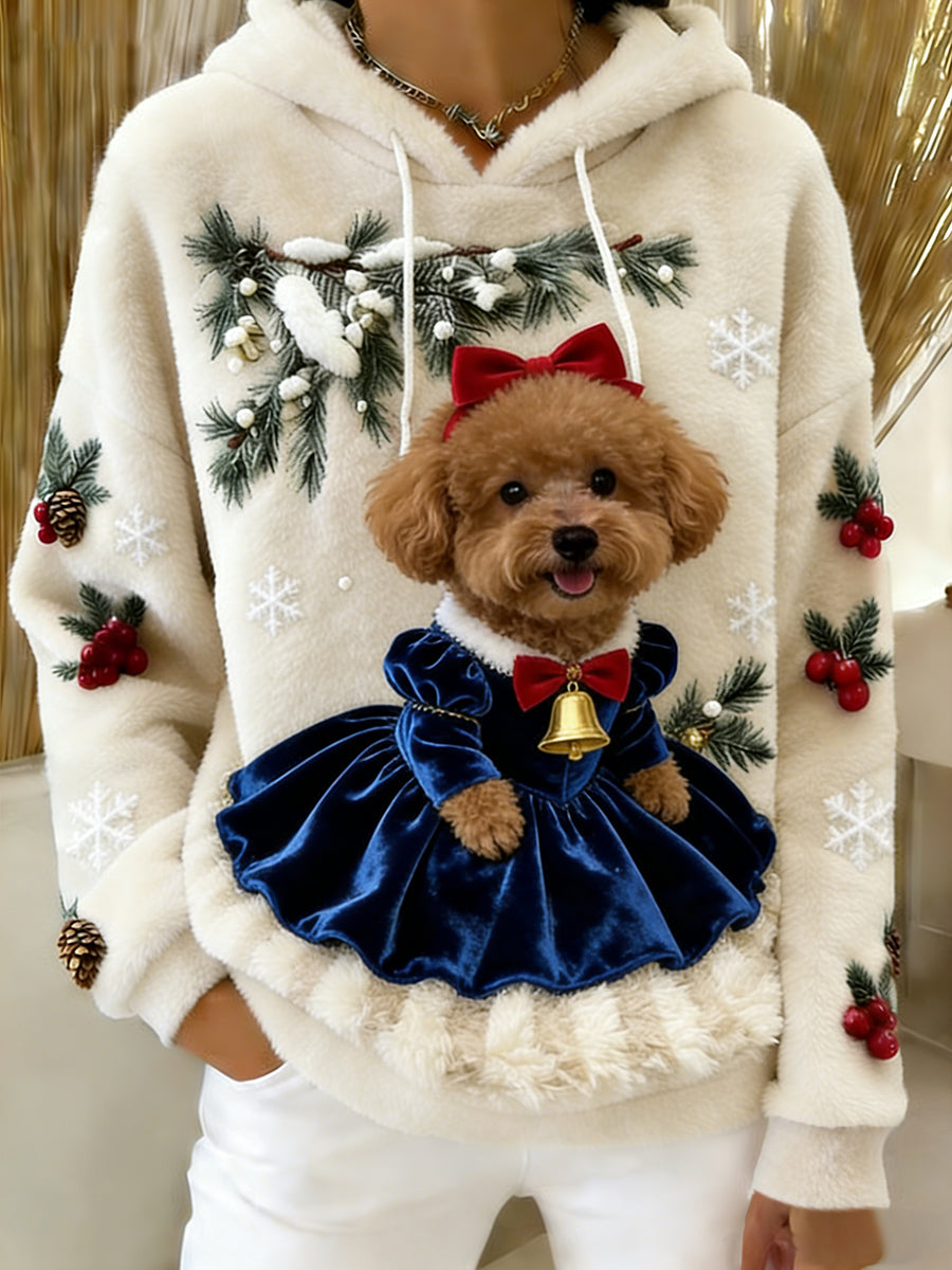 Arte Animal retro feminino imprime moletom com capuz de flanela confortável