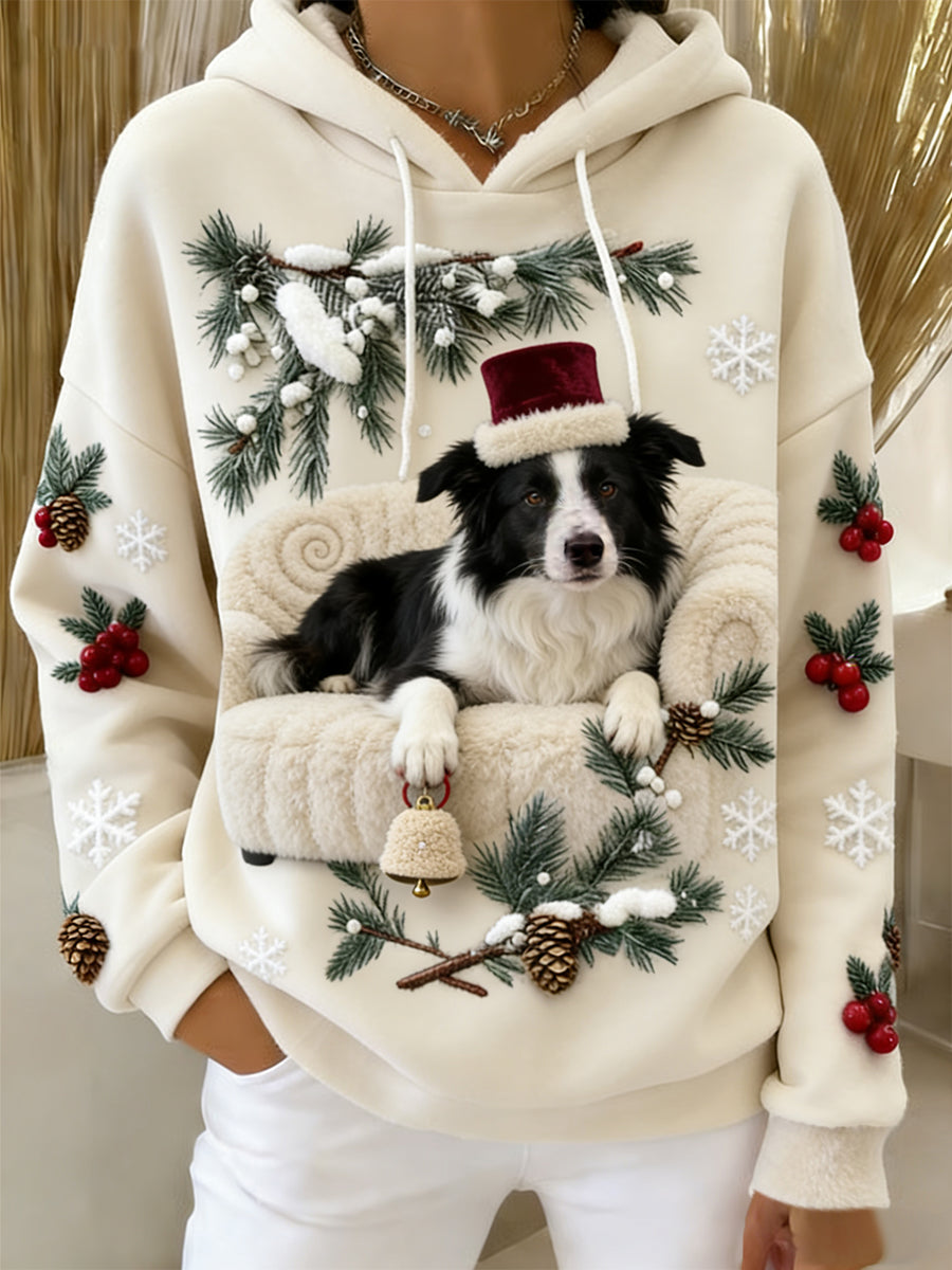 Arte Animal retro feminino imprime moletom com capuz de flanela confortável