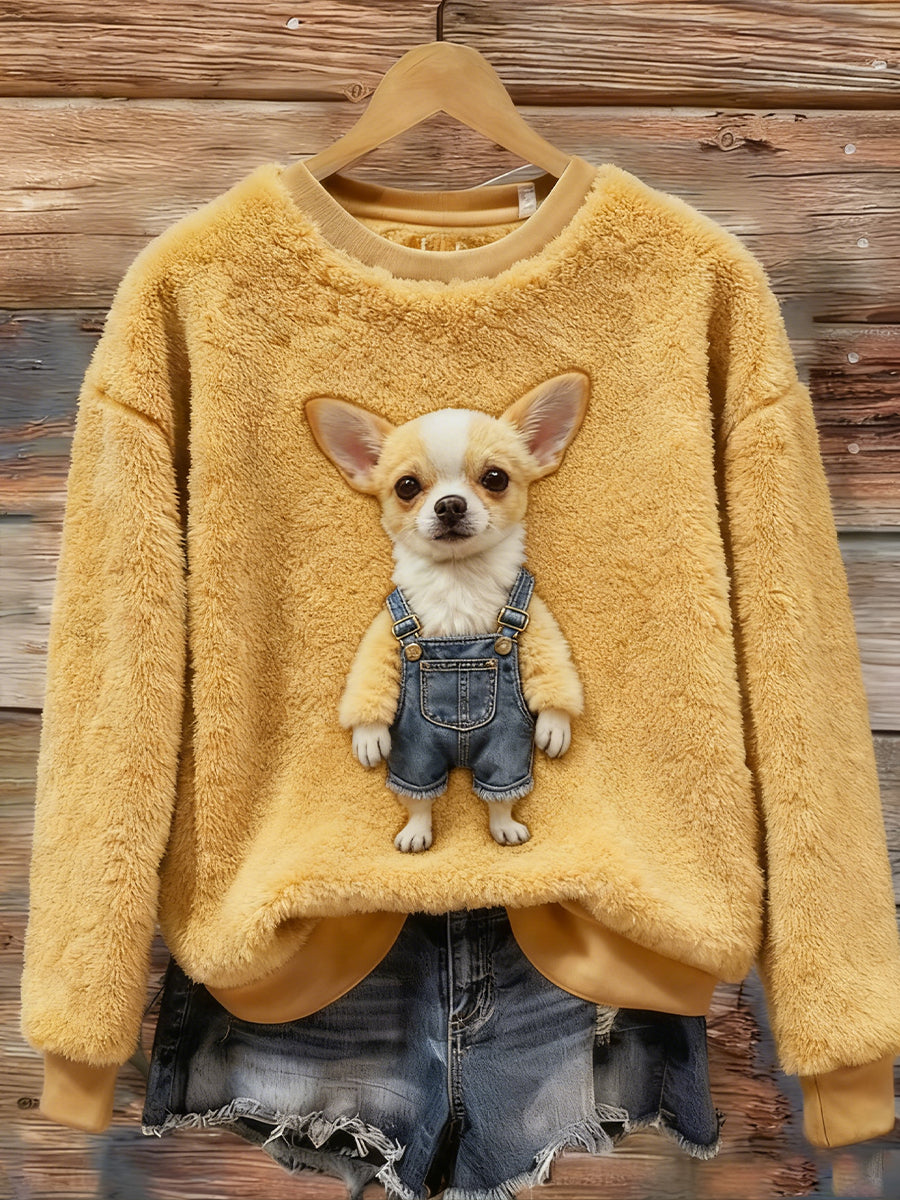 Arte animal retro impressão confortável top de flanela feminino