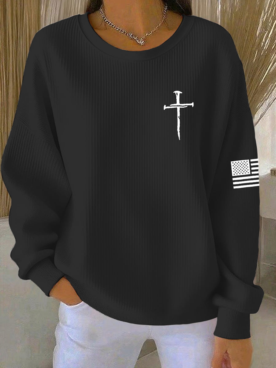 Jesus das mulheres o caminho a verdade a vida João 14:6 Christian Cross Ribbed Round-Neck moletom
