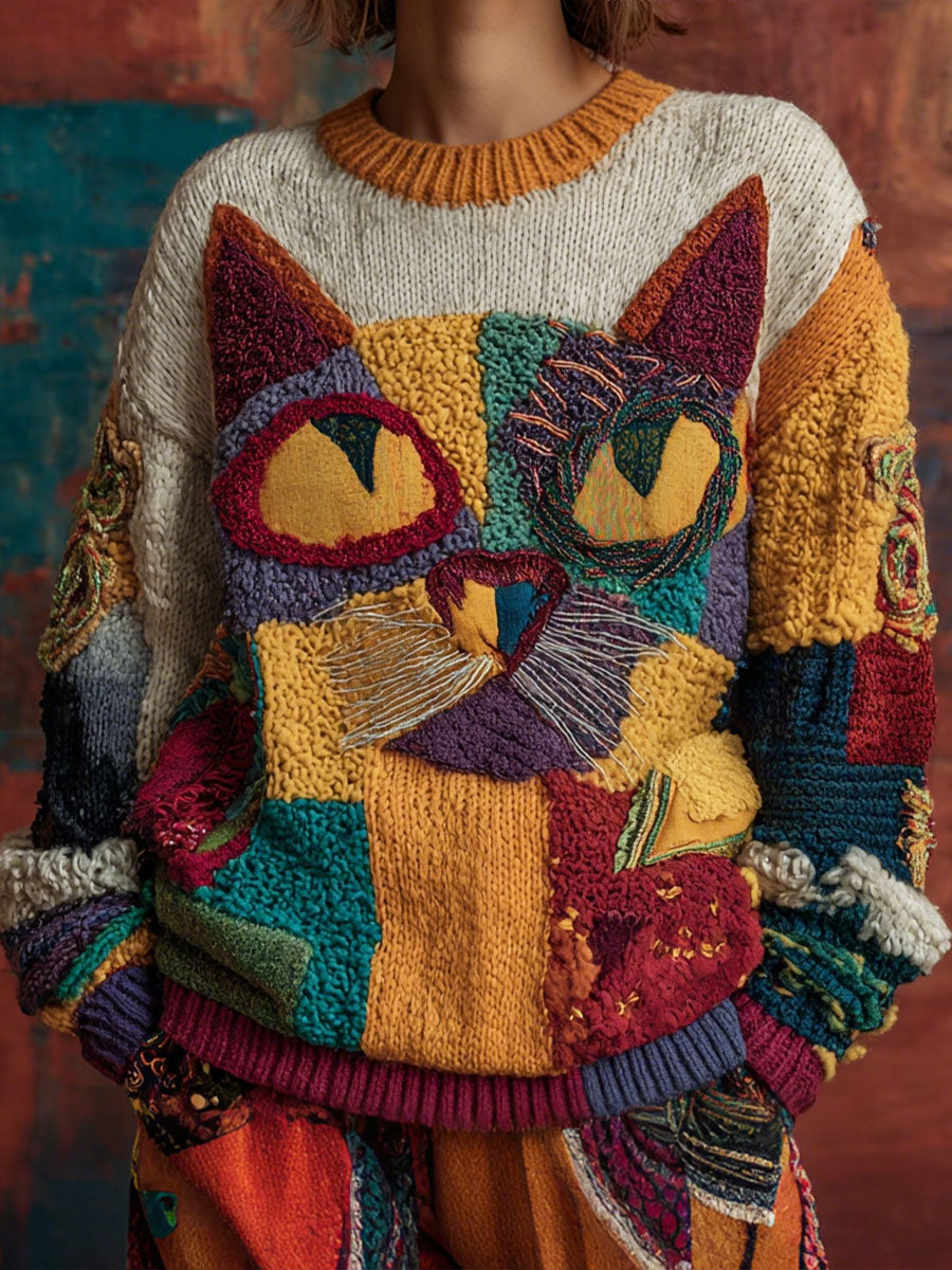 Arte gato Vintage Tops das mulheres