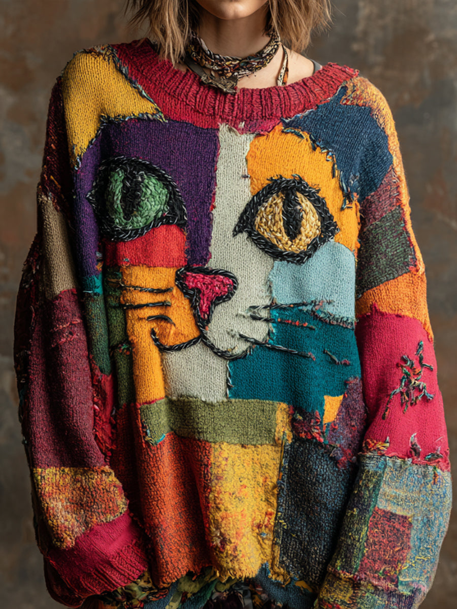 Arte gato Vintage Tops das mulheres