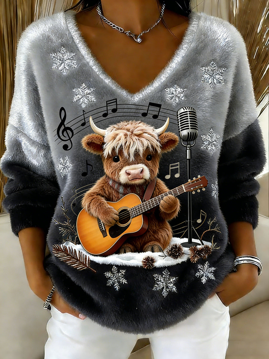 Vintage Animal Print Casual e confortável Top de flanela feminino