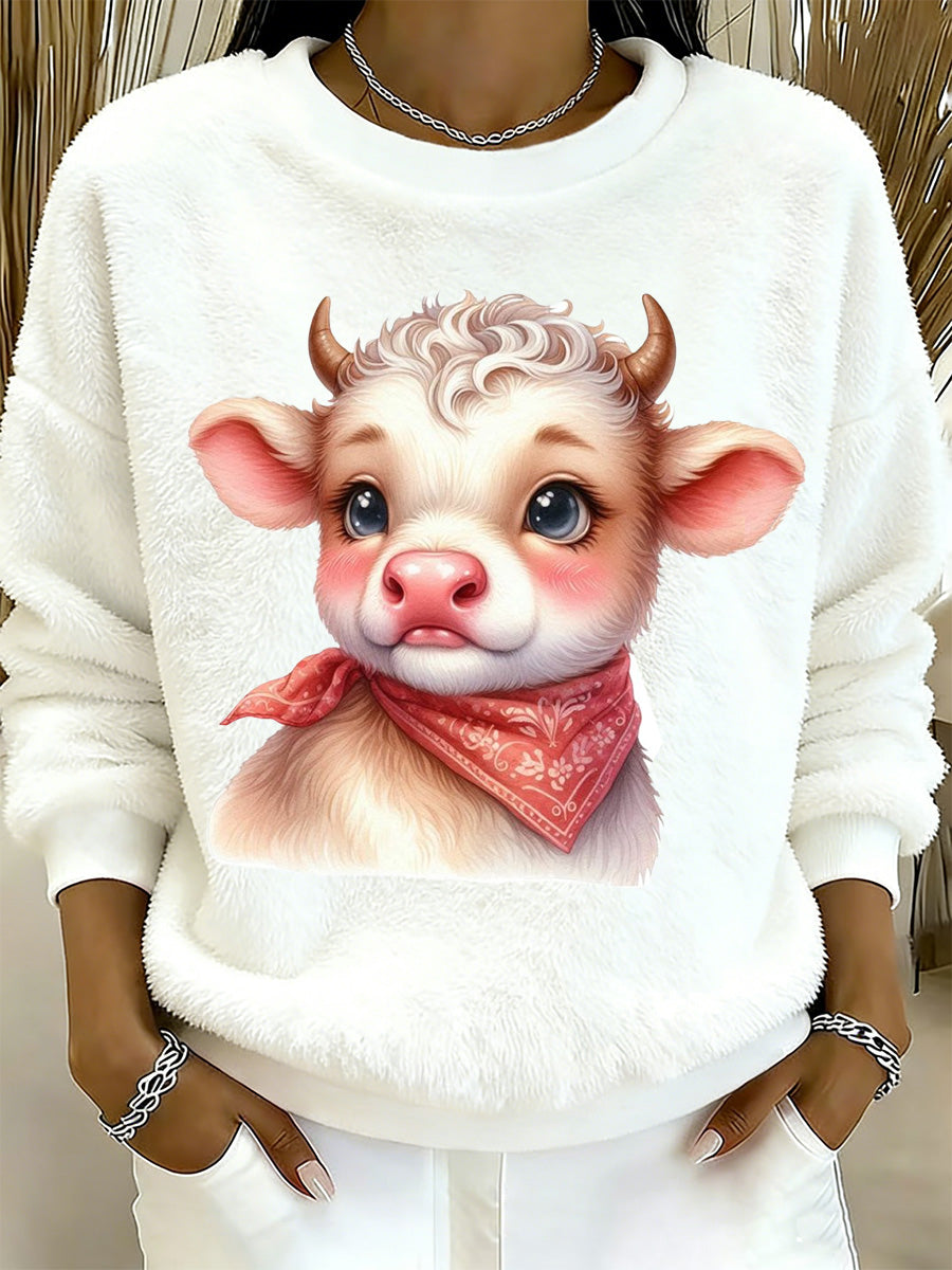 Highland vaca Animal Print camisola quente de flanela feminino