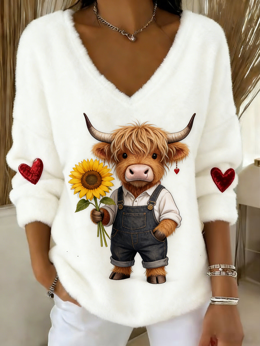 Vintage Animal Print Casual e confortável Top de flanela feminino