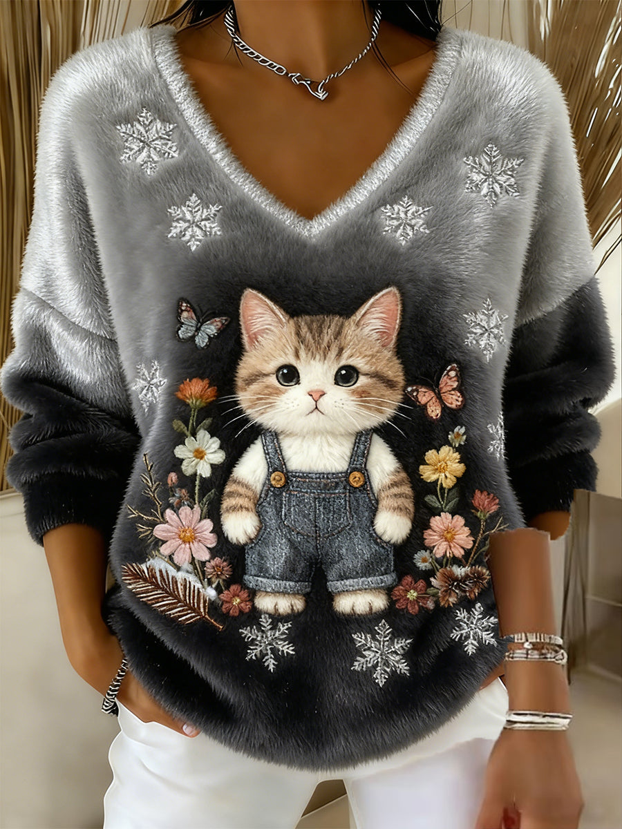 Vintage Animal Print Casual e confortável Top de flanela feminino