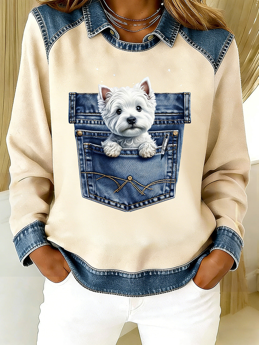 Camisola quente de flanela feminina Animal Print