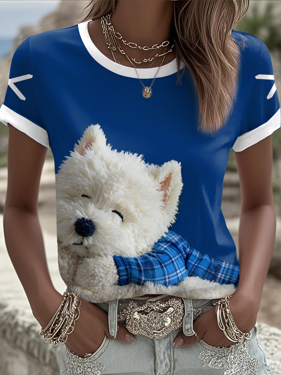 Mulheres Escócia Scottie Dog Futebol Tartan Lover Impresso T-shirt