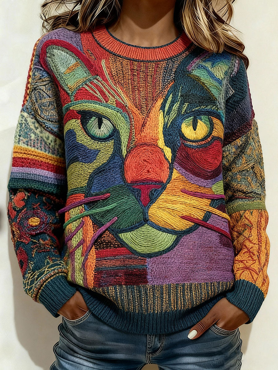 Arte gato Vintage Tops das mulheres