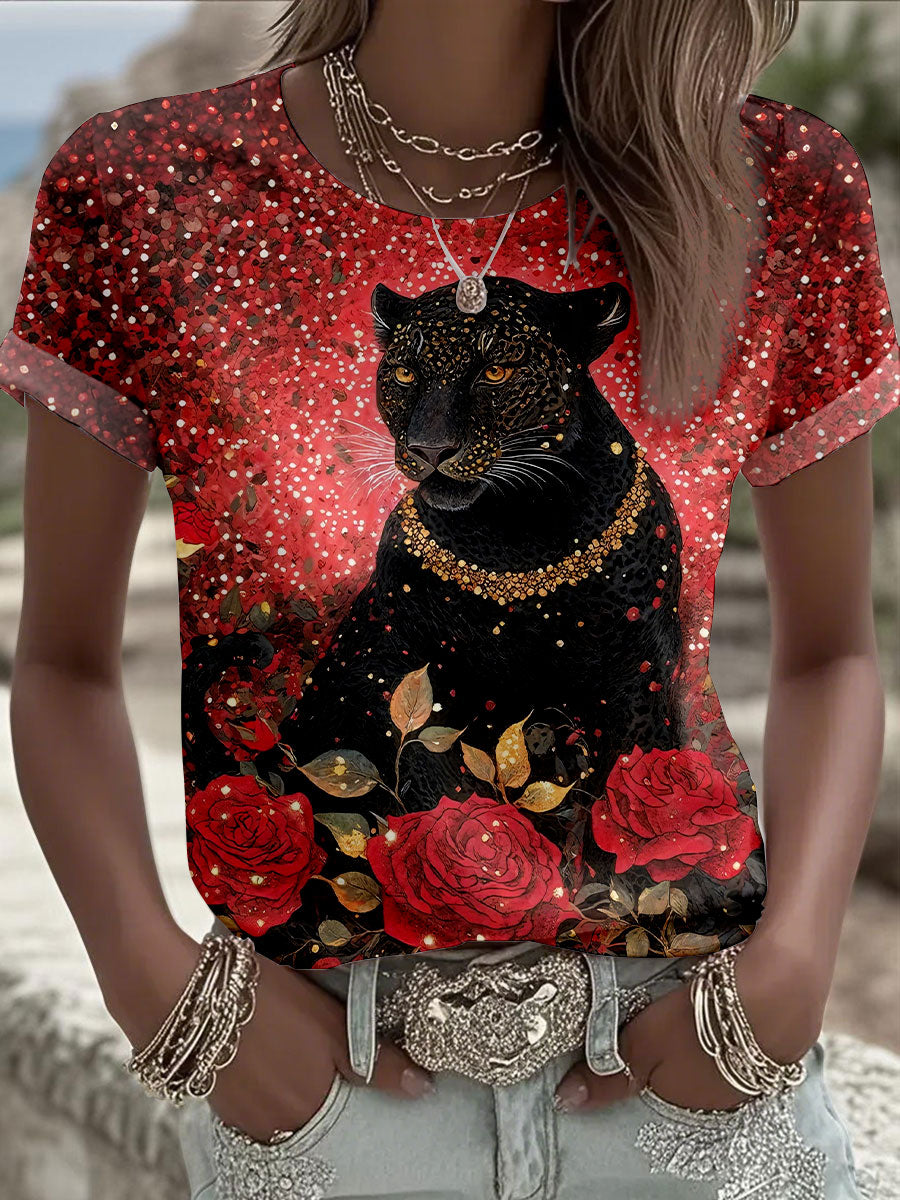 Camisetas estampadas de leopardo femininas