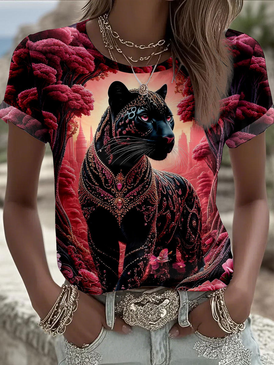 Camisetas estampadas de leopardo femininas