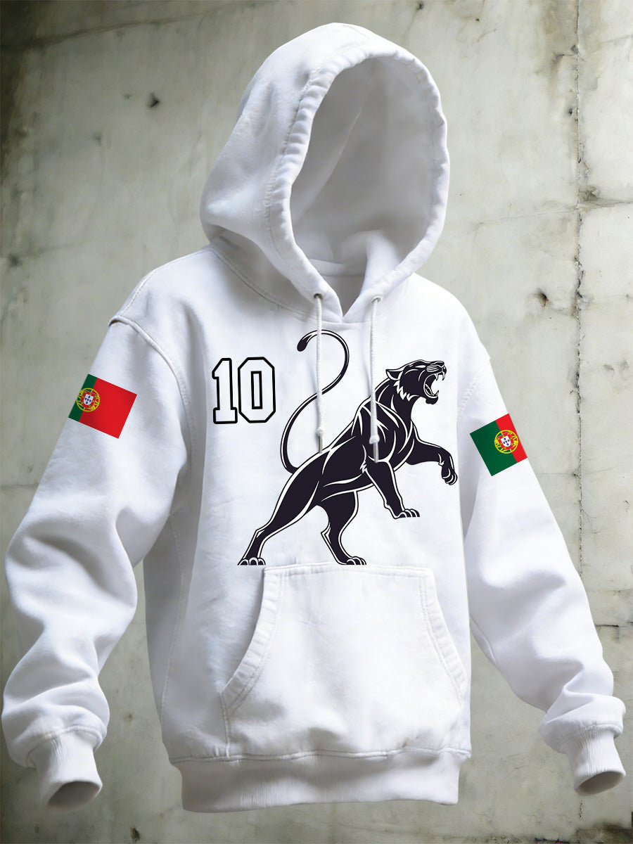 Men's Portugal 2026 Support (Eusebio "Black Panther") Moletom com capuz impresso