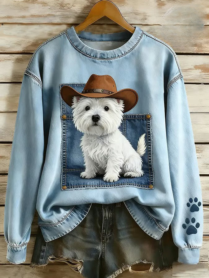 Arte do cão das mulheres impresso moletom