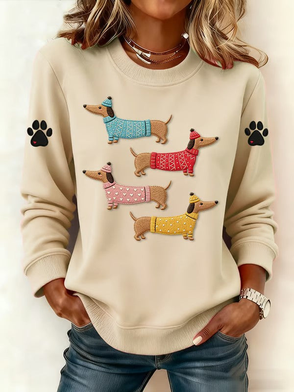 Camisola de impressão Dachshund feminino