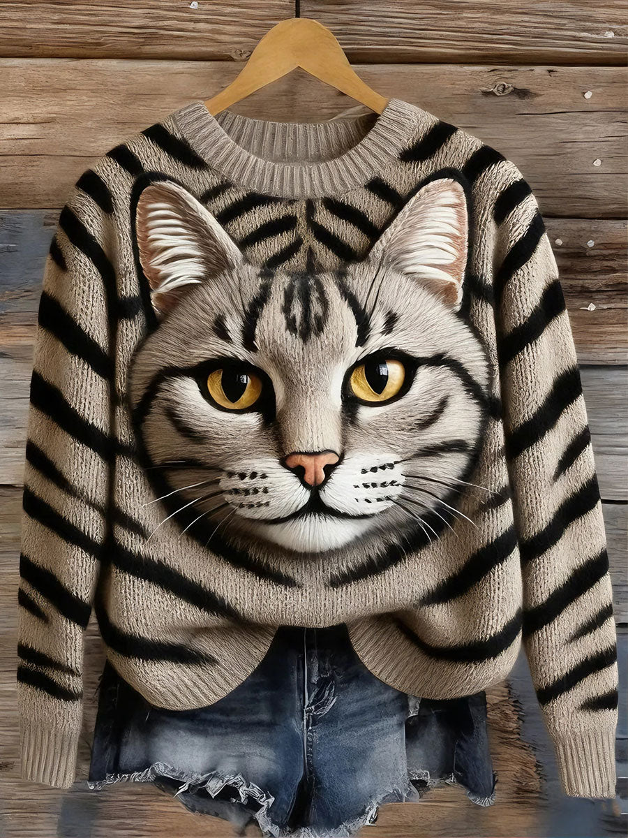 Tops de impressão de gato feminino