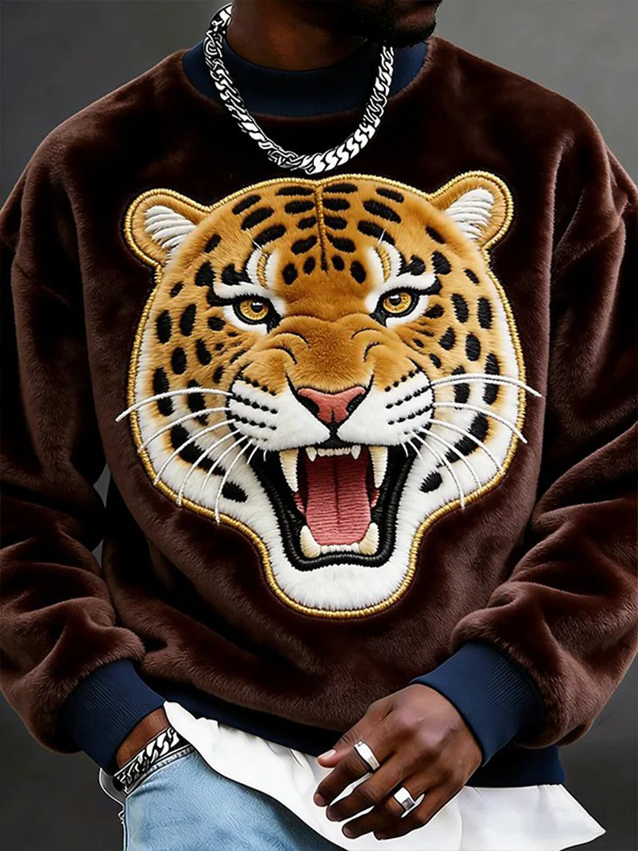 Animais dos homens Arte Flanela Camisola Casual