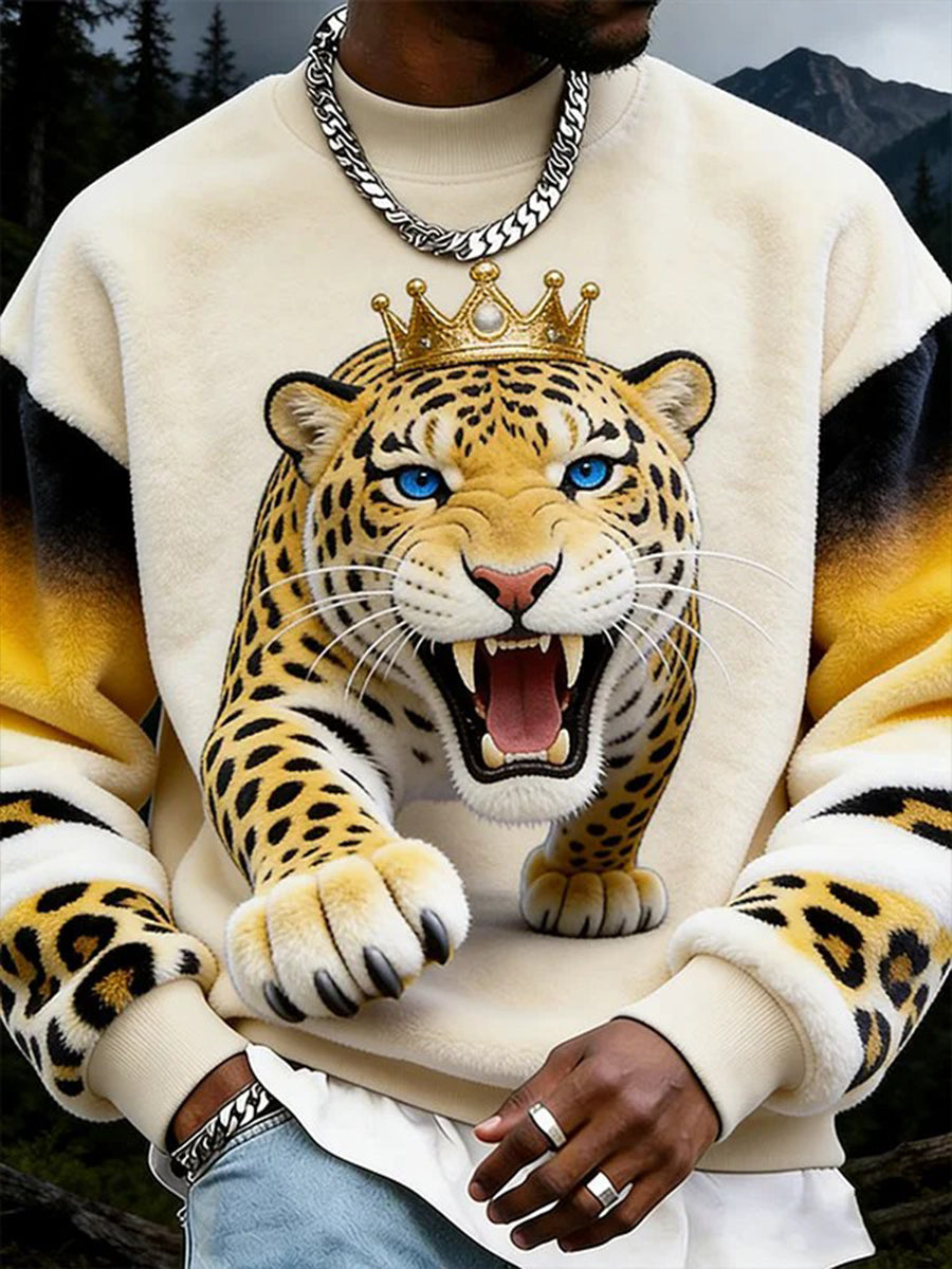 Animais dos homens Arte Flanela Camisola Casual