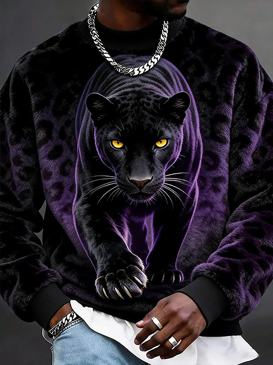 Animais dos homens Arte Flanela Camisola Casual