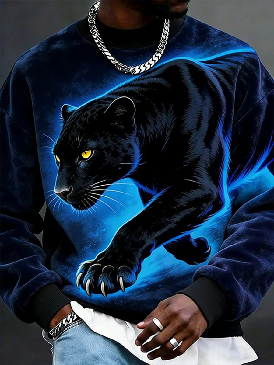 Animais dos homens Arte Flanela Camisola Casual